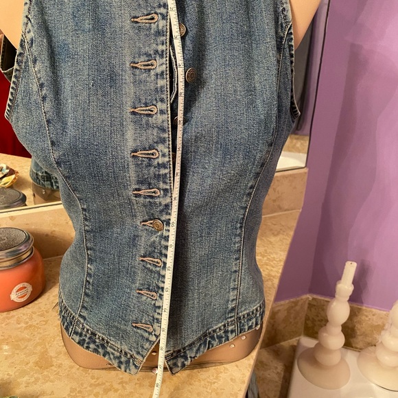 Denim and Velvet Vintage vest- hip and super cool and super sexy! - Picture 6 of 11